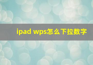 ipad wps怎么下拉数字